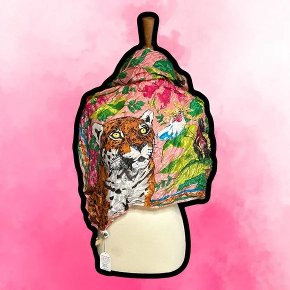 🌈 Colorful Vintage Animal Silk Japanese Art Scarf - Picture 2 of 5